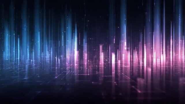 Neon Cityscape: A vibrant digital illustration captures the essence of a modern metropolis, with towering structures illuminated by neon lights that create a dazzling display against the night sky. 