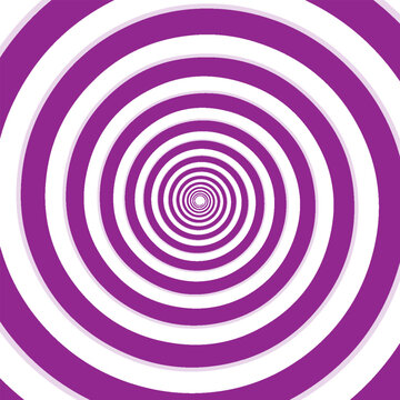Warped Circles Banner. Psychedelic Warped Lines Optical Illusion Texture. Abstract Geometric Background Vector Design. purple and White Modern Pattern Op Art Illustration.