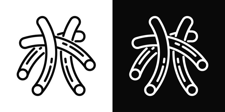 Noodles Icon White And Black Background Style