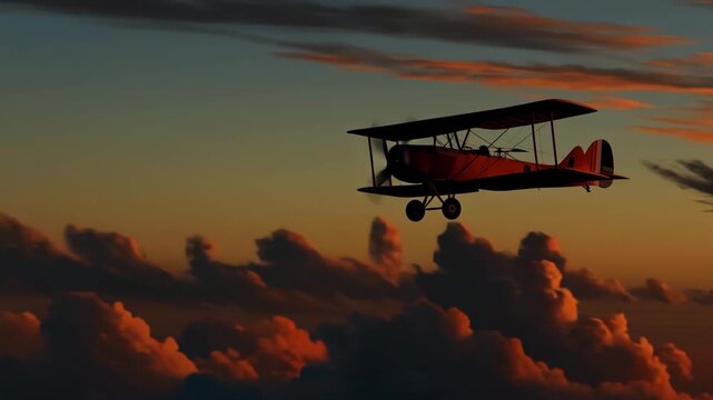 Vintage Biplane Flying