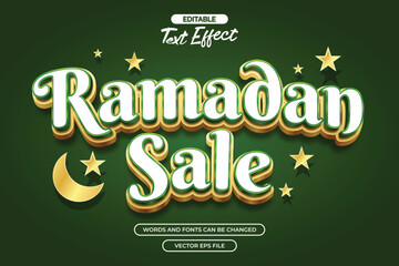 Ramadan sale editable text effect with 3d text style and with moon and stars decoration