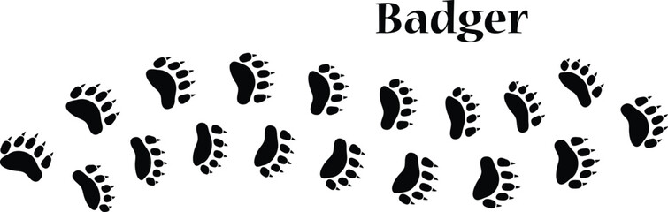 Badger Footprint Animal Track Isolated on White Background Vector EPS, Badger Footprint Wildlife Symbol