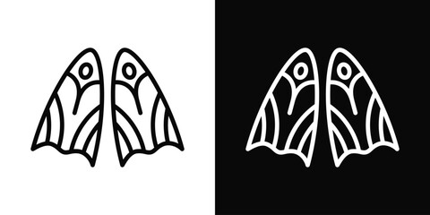 Flippers Icon White And Black Background Style © Mia