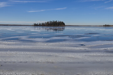 Frozen Astotin Lake in the Autumn