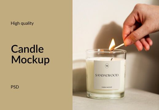 Elegant Candle Mockup Design PSD