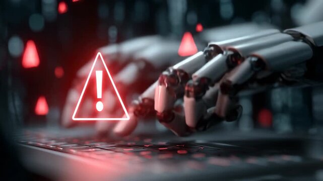 AI Robot Hand Triggering Cybersecurity Warning