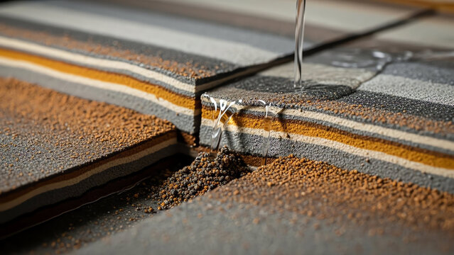 Stone Tile Layers with Sand and Water