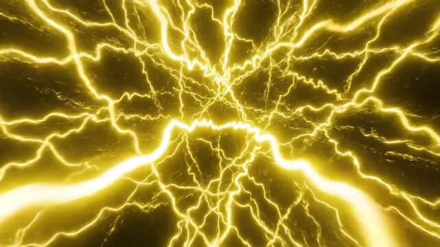 A dynamic, abstract composition of electric energy with bright yellow lightning against a muted, textured background