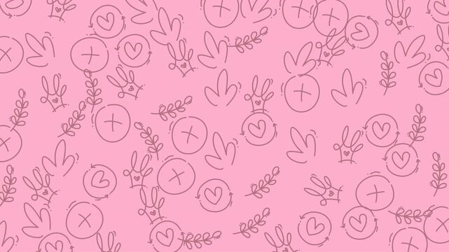 Doodle line art heart love pink seamless pattern cute romantic decorative illustration perfect for romantic backgrounds, greeting cards, textiles, and social media designs.