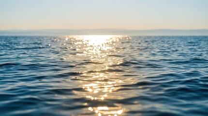 Fototapeta premium Serene Ocean Waves Reflecting Sunlight in a Calm Seascape Scene