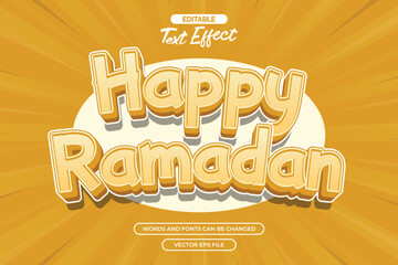 Happy ramadan editable text effect with cartoon text style and with comic background