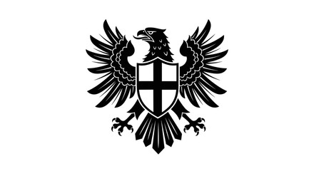 Obraz premium Black Eagle Crest with Shield and Cross Emblem.