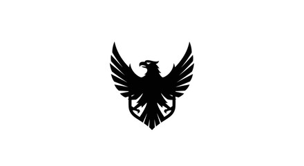 Obraz premium Black Eagle Emblem Silhouette on White Background.