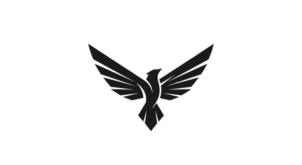 Obraz premium Black Eagle Silhouette Spreading Wings Abstract Logo.
