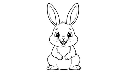 Obraz premium Easter bunny rabbit, Sitting rabbit vector, Rabbit outline character, Children's Easter Animal Art