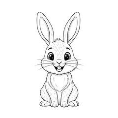 Obraz premium Easter bunny rabbit, Sitting rabbit vector, Rabbit outline character, Children's Easter Animal Art