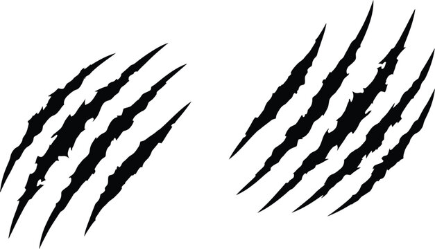 Fierce black claw marks with a dynamic, whisk-like ripping effect, perfect for aggressive animal scratch designs and bold graphic elements