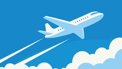 air plane flying in the sky travel transportation background flat color vector illustration template design