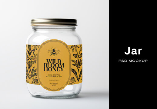Elegant Honey Jar Mockup Design PSD