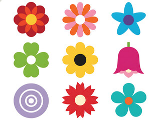 Collection of spring colorful flower elements vector. Set floral of wildflower, daisy, sunflower on white background. Hand drawn blossom illustration for decor, easter, sticker, clipart, print.Floral 