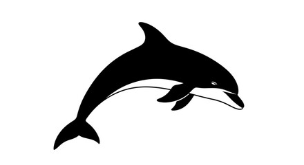 Fototapeta premium Black Silhouette of a Dolphin Leaping.