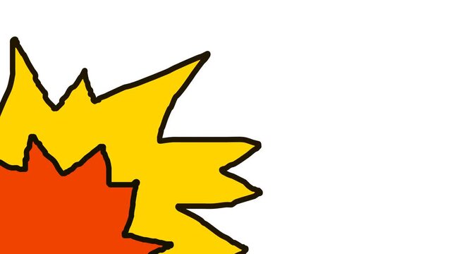 A cartoonish beam of fire, an explosion, or a similar image flickers or changes on the screen.