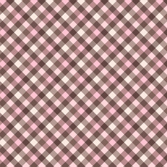 Diagonal Plaid Seamless Pattern in Pink and Brown Tones