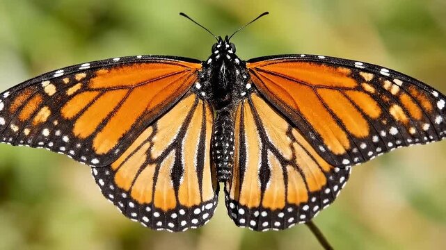 Monarch Butterfly Close-Up Macro Shot Detailed Wings.