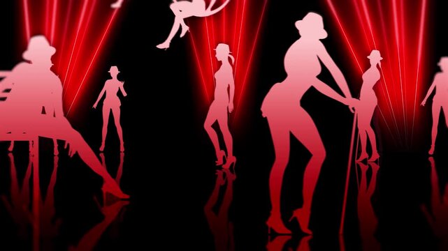 Silhouette Cabaret Girls Red Laser Light