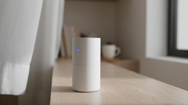 Smart Speaker With Blue Light on Desk