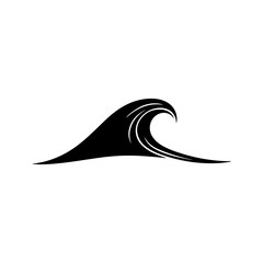 Naklejka premium Stylized black vector wave illustration - dynamic ocean swell and curl for summer, surfing, or coastal designs