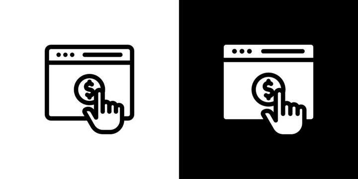 Cost Per Click icon concept with flat Black White Background. Vector illustration.
