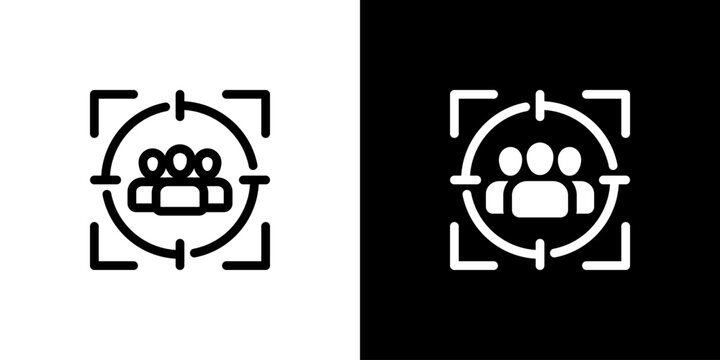 Target Audience icon concept with flat Black White Background. Vector illustration.