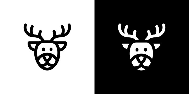 Reindeer icon concept with flat Black White Background. Vector illustration.