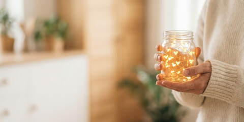 &ldquo;hand jar love emotion thank with gratitude bokeh light charity care holiday concept valentine gift&rdquo; warm hand holding glowing jar of heart light with soft nubes bokeh expressing love emotion