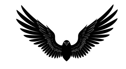 Obraz premium Black Raven Bird with Spread Wings Emblem.