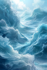 Obraz premium Refreshing blue wave pattern letter card background wallpaper