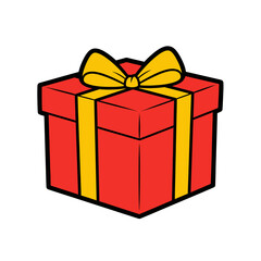 Obraz premium Red Gift Box with Ribbon Celebration and Holiday Vector Illustration