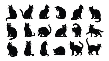Collection of black cat silhouettes Vector © SILHUETTECHEMBER