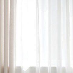 Obraz premium Soft white curtain layered with delicate sheer panels, gently diffusing natural light in a bright, airy room