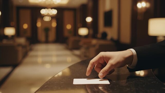 Guest Receives Card at Luxury Hotel Reception