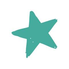 Obraz premium Abstract Teal Star Graphic with Artistic Brushstroke Texture