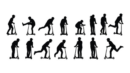 Sequential silhouettes of a person riding a scooter Vector © SILHUETTECHEMBER