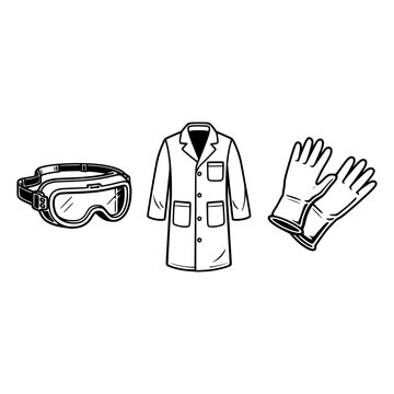 Laboratory safety equipment illustration set