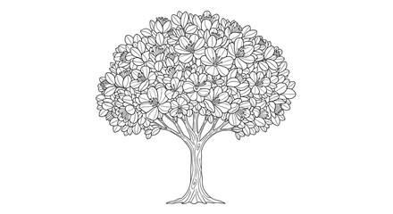 Detailed Outline Drawing of a Lush Leafy Tree 1.