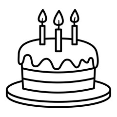 Birthday Cake with Candles. Birthday Cake icon in line style. Birthday icon in line style 
