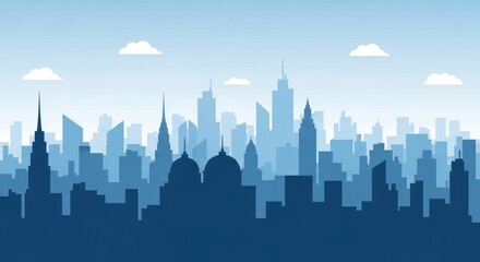 Obraz premium Modern urban cityscape silhouette under a clear blue sky