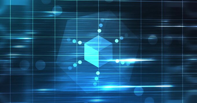 Hexagon moving technological grid background 4K. Cyberspace agentic generative ai conceptual bg for data science and moving cloud world. Glowing network matrix planning and strategy focused clip.

