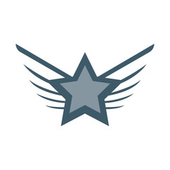 Fototapeta premium Winged Star Emblem Logo With Bold Blue Tones Symbolizing Achievement, Excellence, and Victory