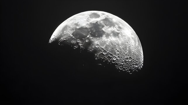 Detailed waxing gibbous moon against black sky lunar